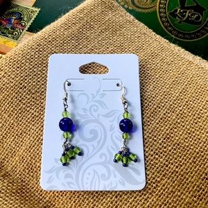 Handmade Blue & Green Beaded Earrings